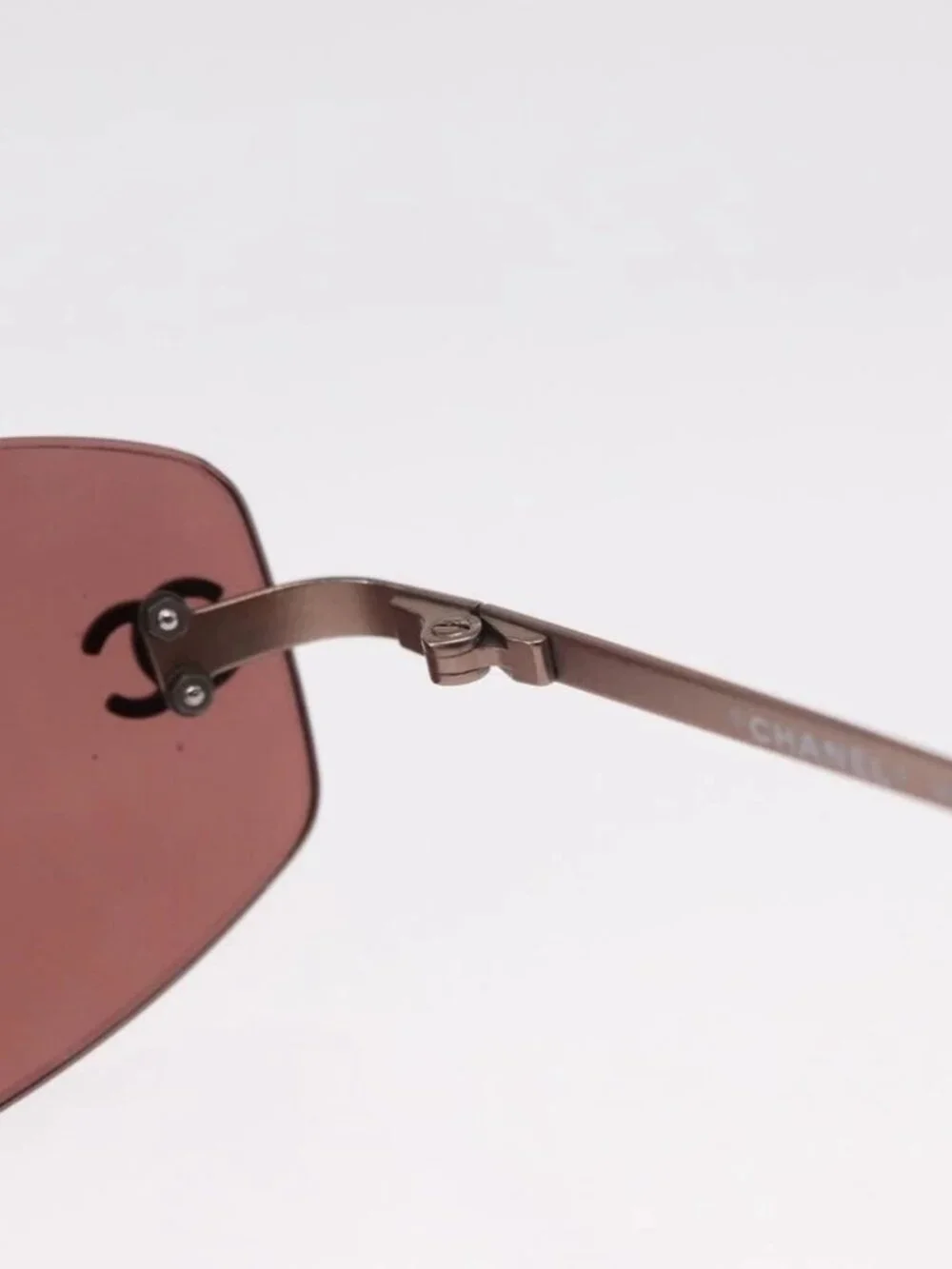 CHANEL Sunglasses Metal Brown 4002 CC Auth 155411A